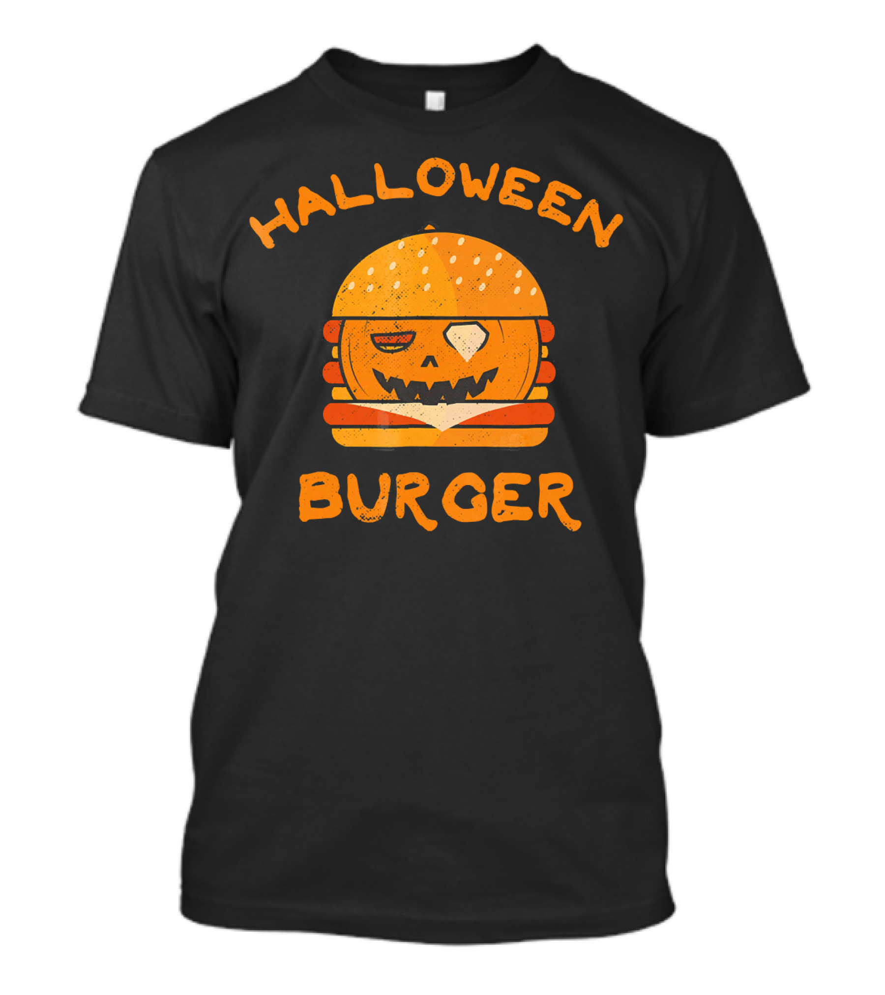 Halloween Pumpkin Burger Jack-O'-Lantern Face T-Shirt