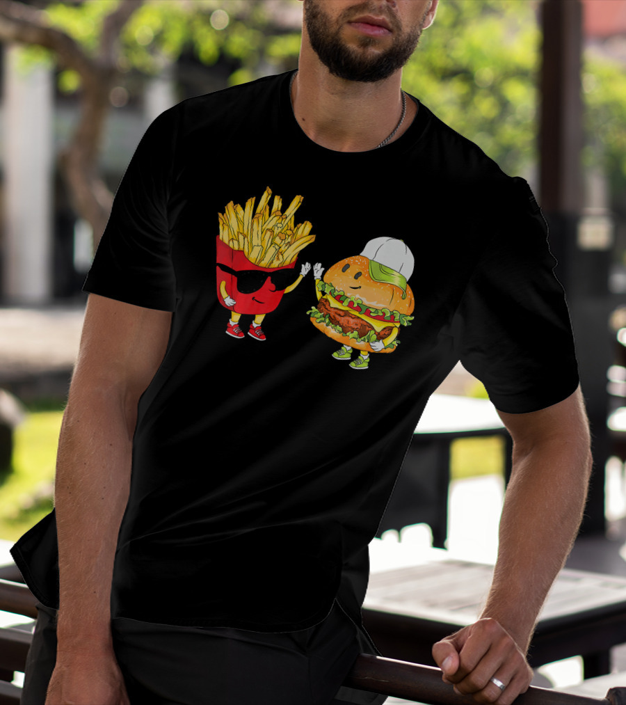 Hamburger Fries High Five Cool Fun Combo T-Shirt