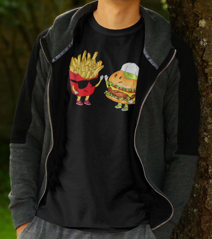 Hamburger Fries High Five Cool Fun Combo T-Shirt