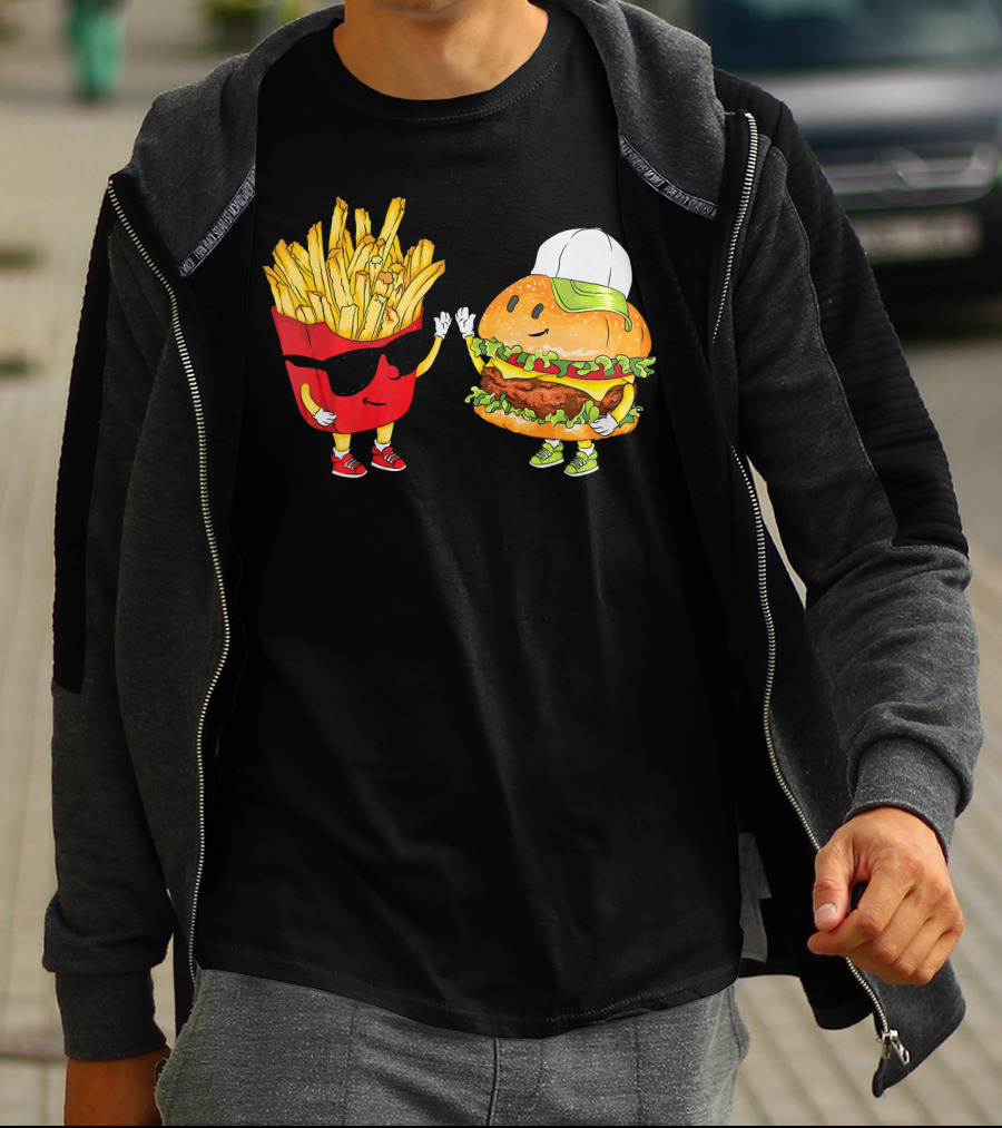 Hamburger Fries High Five Cool Fun Combo T-Shirt