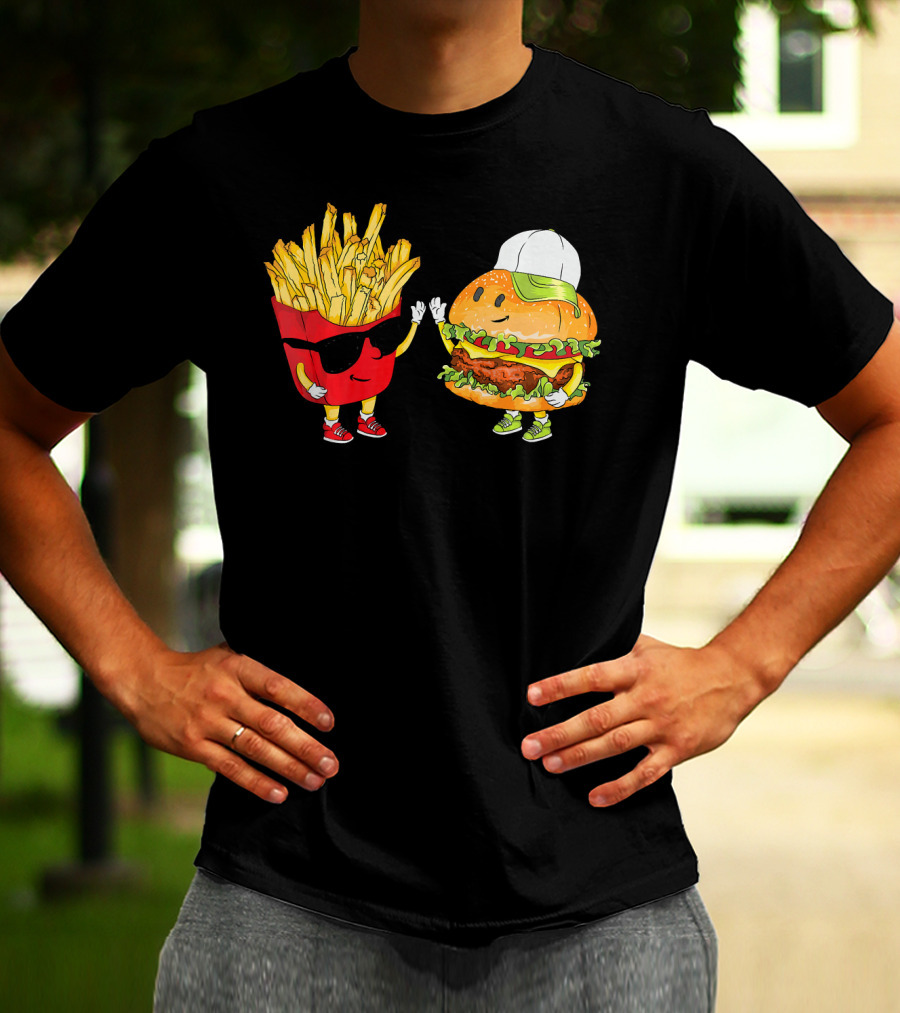 Hamburger Fries High Five Cool Fun Combo T-Shirt