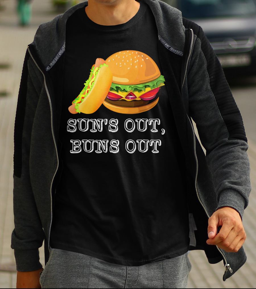 Sun's Out Buns Out Hot Dog And Hamburger Fun Food T-Shirt