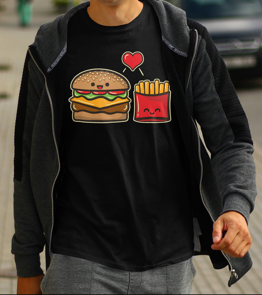 Burger And Fries Love Food T-Shirt
