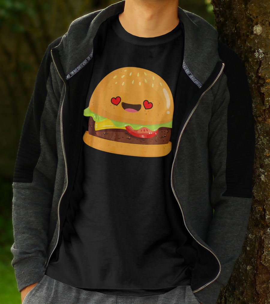 Cheeseburger Love Heart Eyes Emoji Cheese T-Shirt