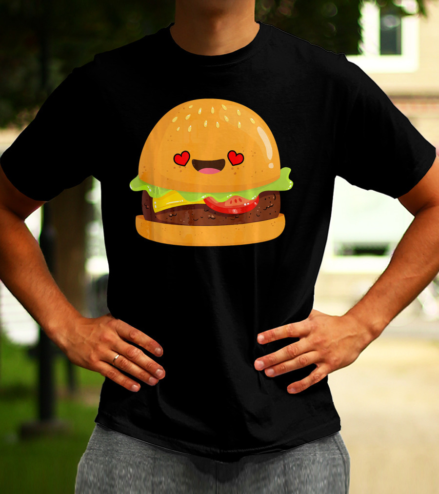 Cheeseburger Love Heart Eyes Emoji Cheese T-Shirt