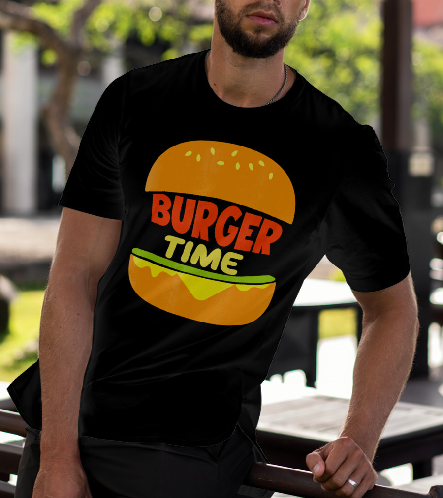 Burger Time Cheeseburger Icon Text T-Shirt