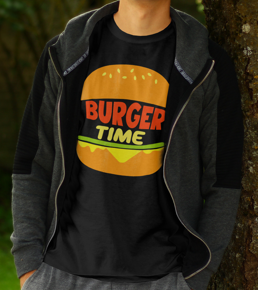 Burger Time Cheeseburger Icon Text T-Shirt
