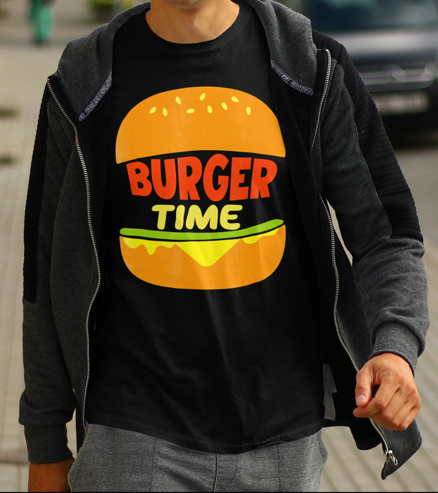 Burger Time Cheeseburger Icon Text T-Shirt