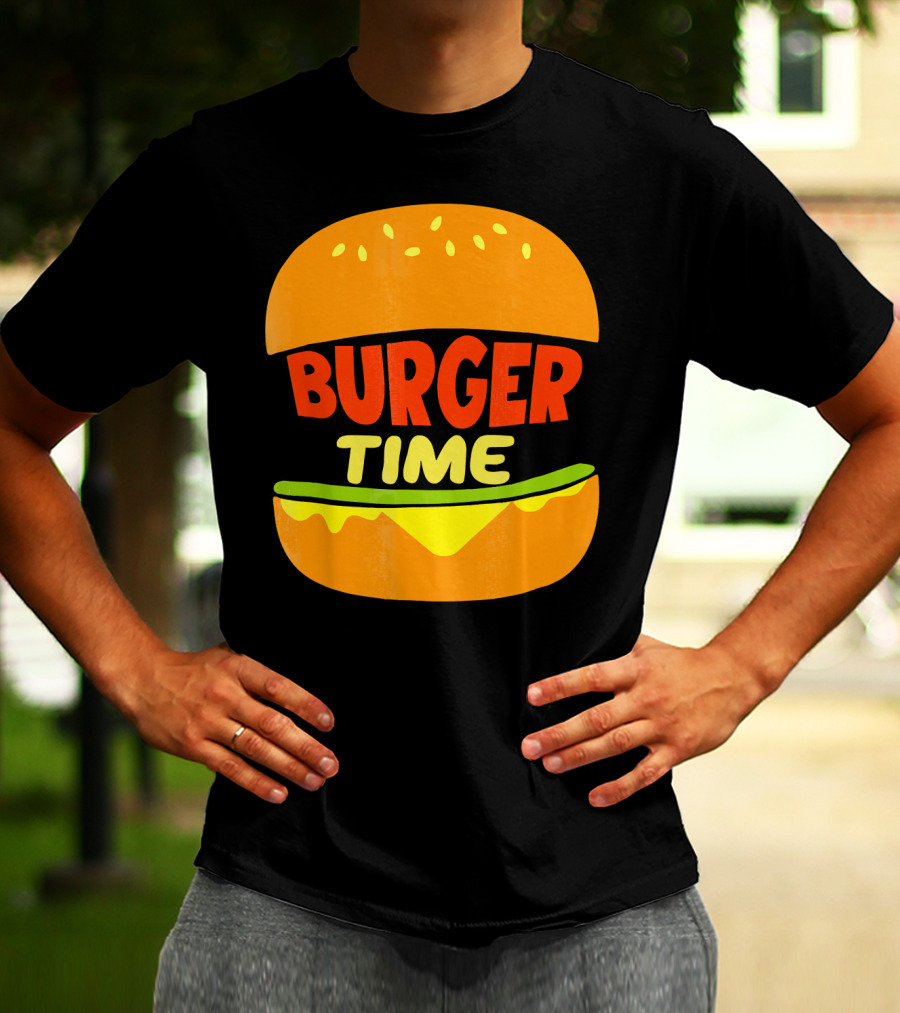 Burger Time Cheeseburger Icon Text T-Shirt