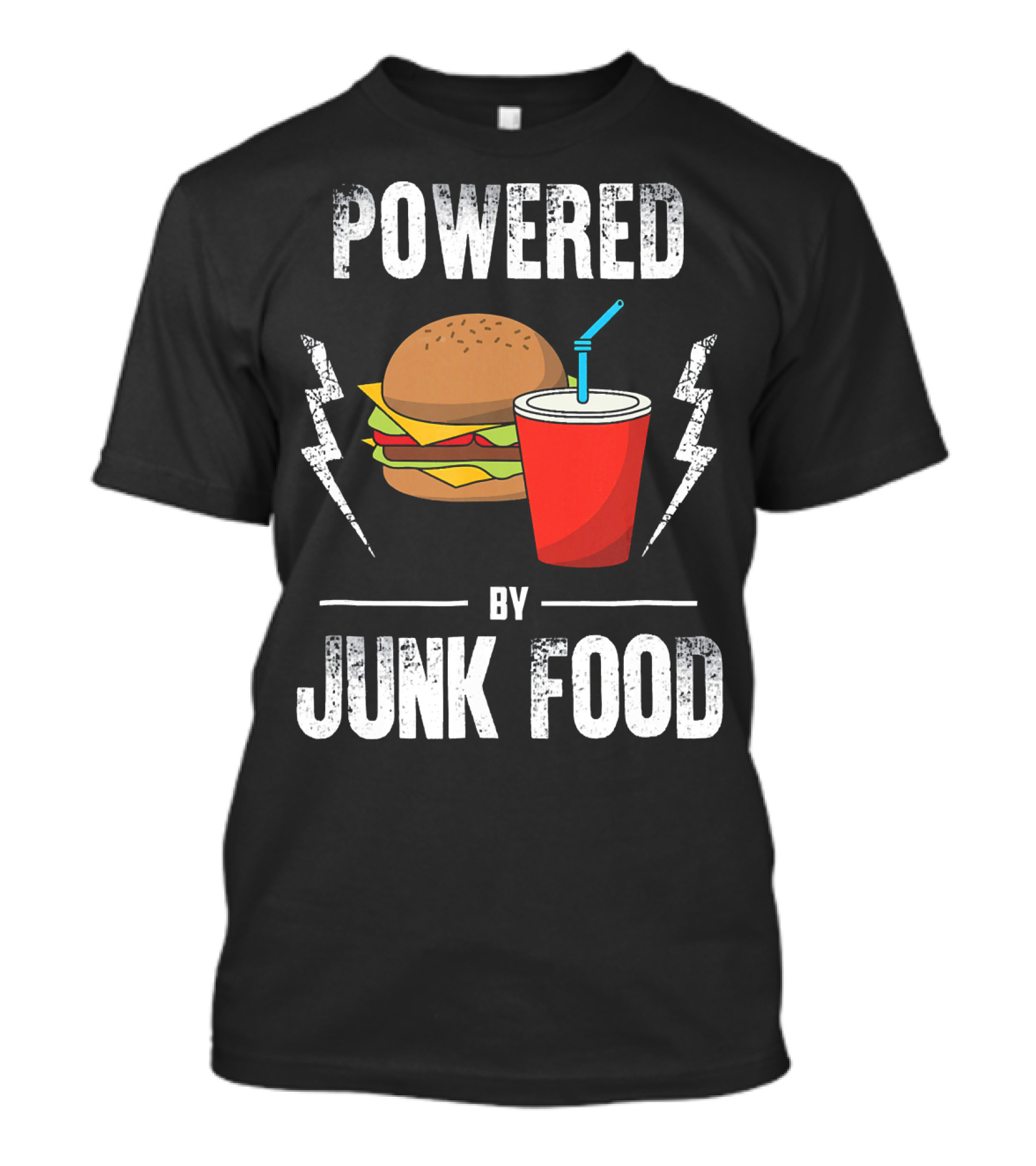 Powered By Junk Food Burger And Soda Fun T-Shirt