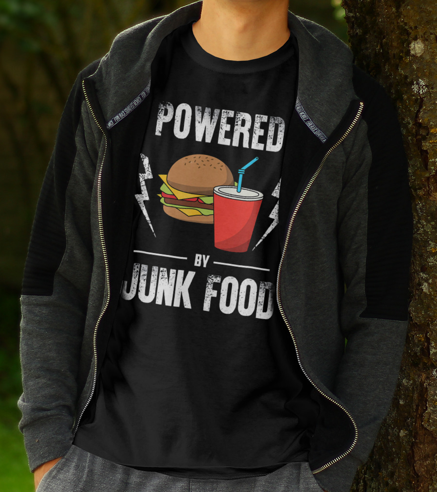 Powered By Junk Food Burger And Soda Fun T-Shirt