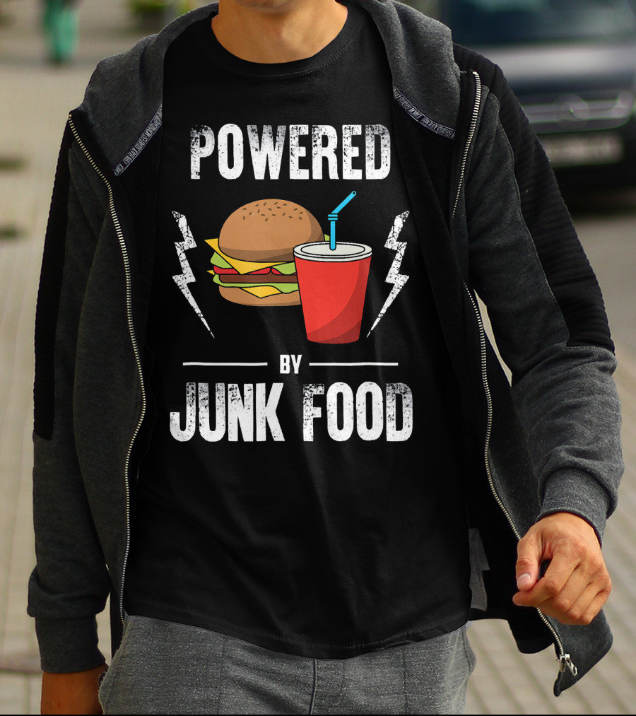 Powered By Junk Food Burger And Soda Fun T-Shirt