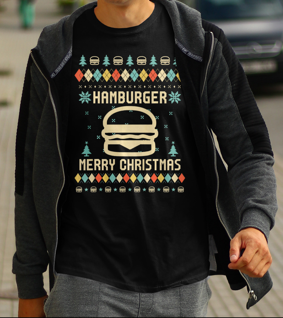 Hamburger Merry Christmas Ugly T-Shirt