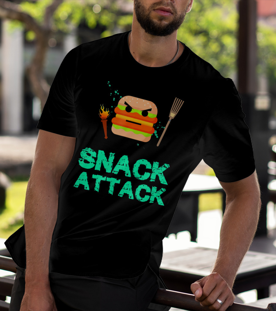 Snack Attack Burger Funny Food Snacks T-Shirt