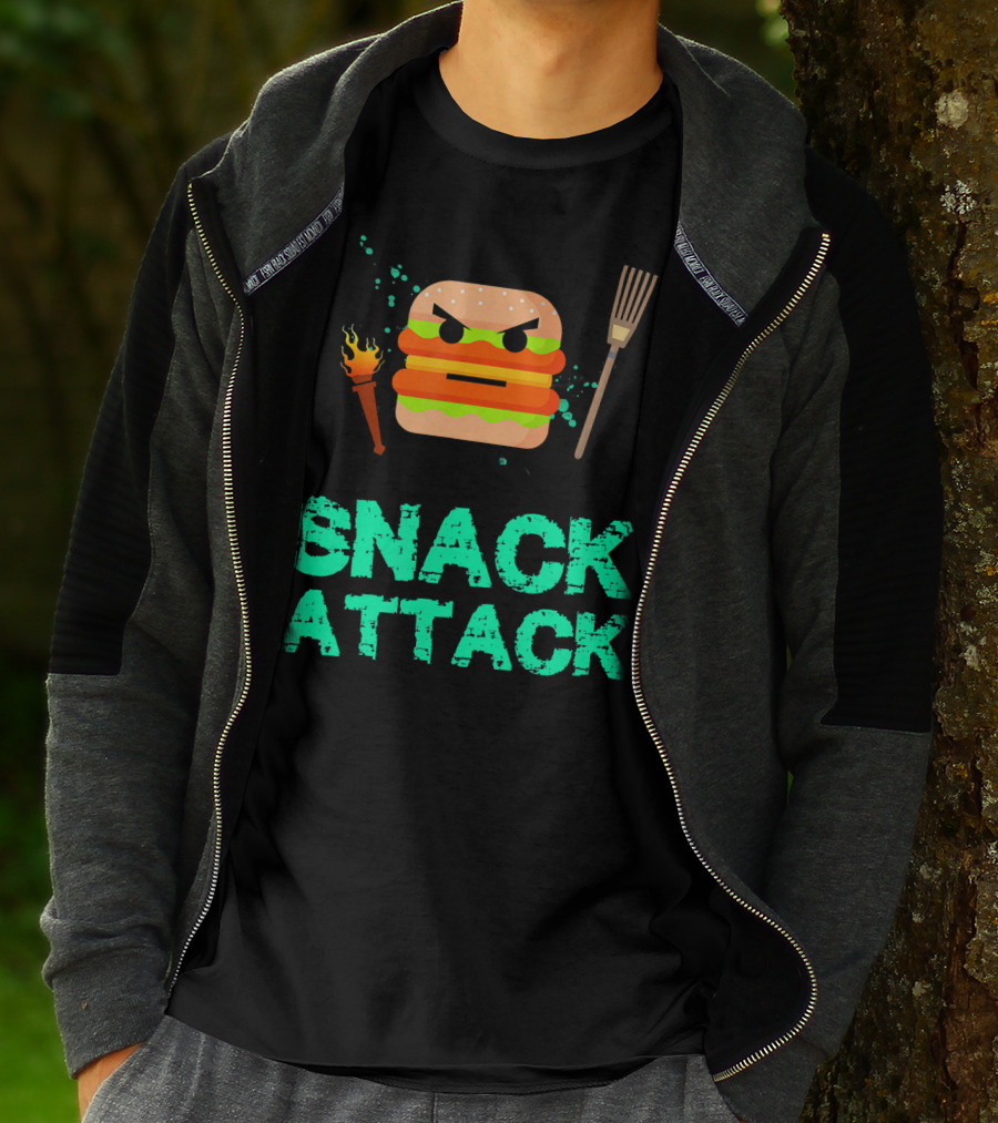 Snack Attack Burger Funny Food Snacks T-Shirt