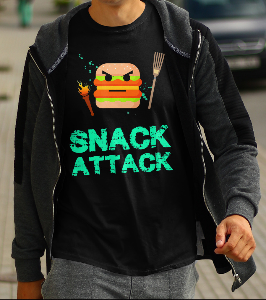 Snack Attack Burger Funny Food Snacks T-Shirt