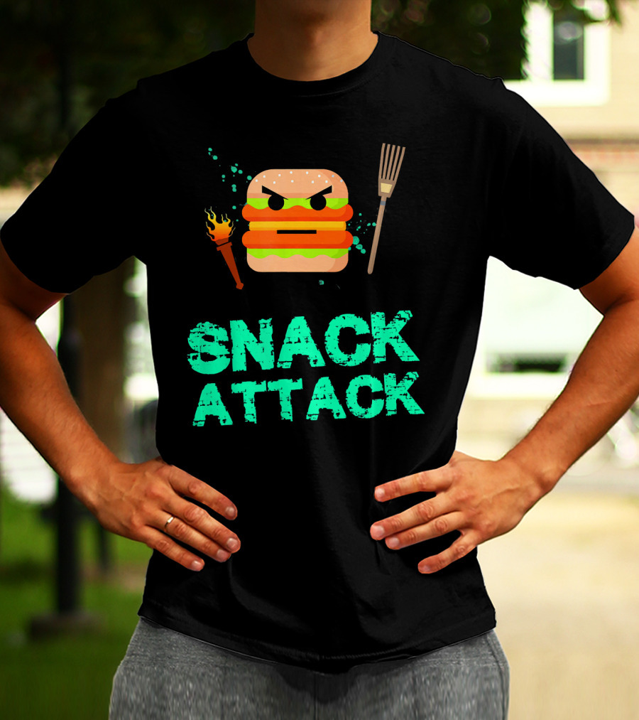 Snack Attack Burger Funny Food Snacks T-Shirt