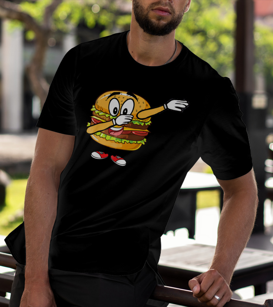 Dabbing Cheeseburger Funny Hamburger Comic Pose T-Shirt