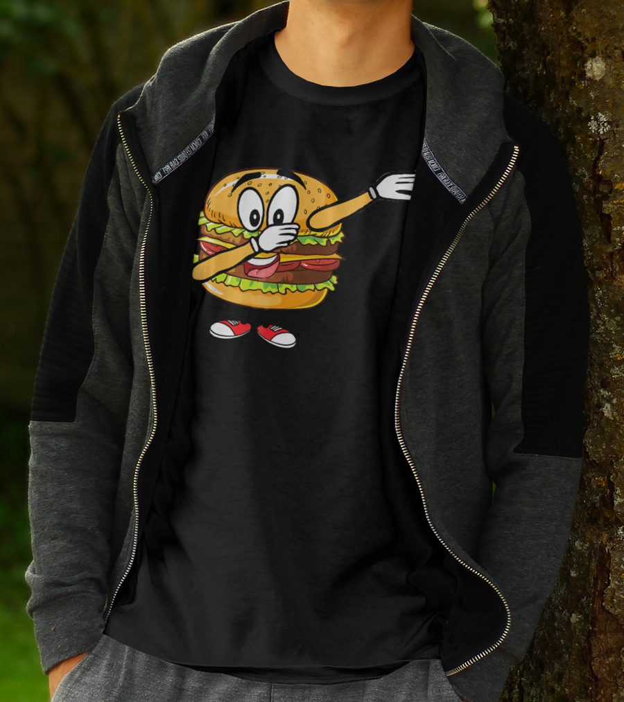 Dabbing Cheeseburger Funny Hamburger Comic Pose T-Shirt