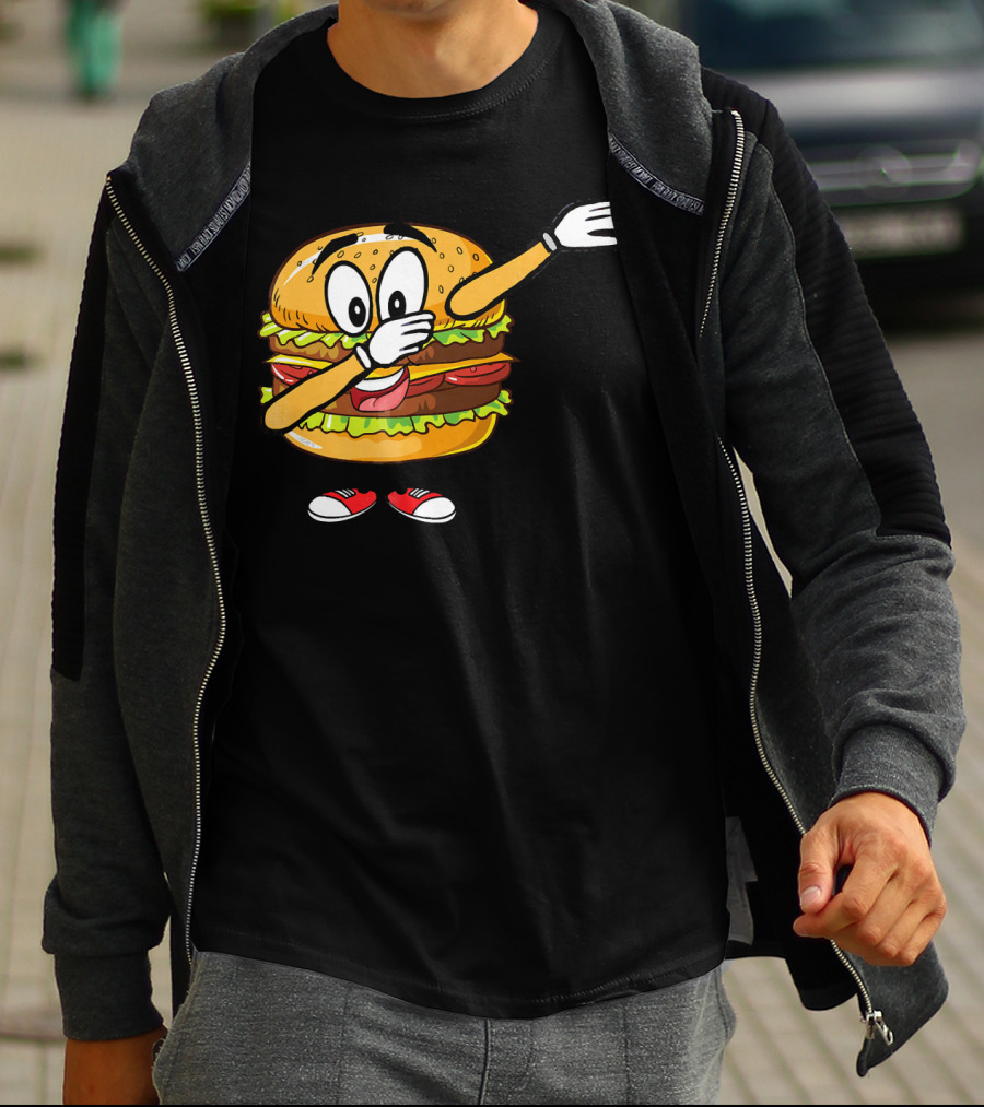 Dabbing Cheeseburger Funny Hamburger Comic Pose T-Shirt