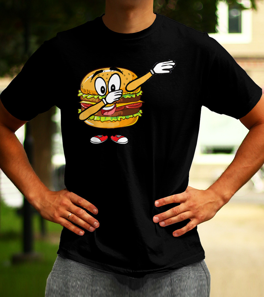 Dabbing Cheeseburger Funny Hamburger Comic Pose T-Shirt