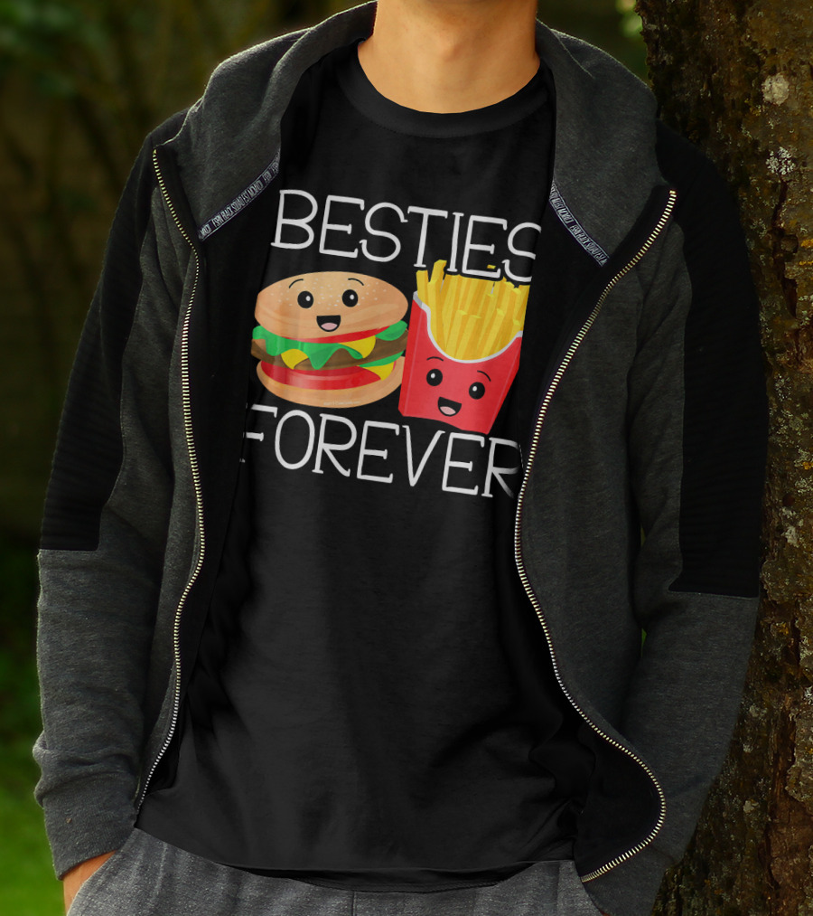Besties Forever Smiling Hamburger And French Fries Duo T-Shirt
