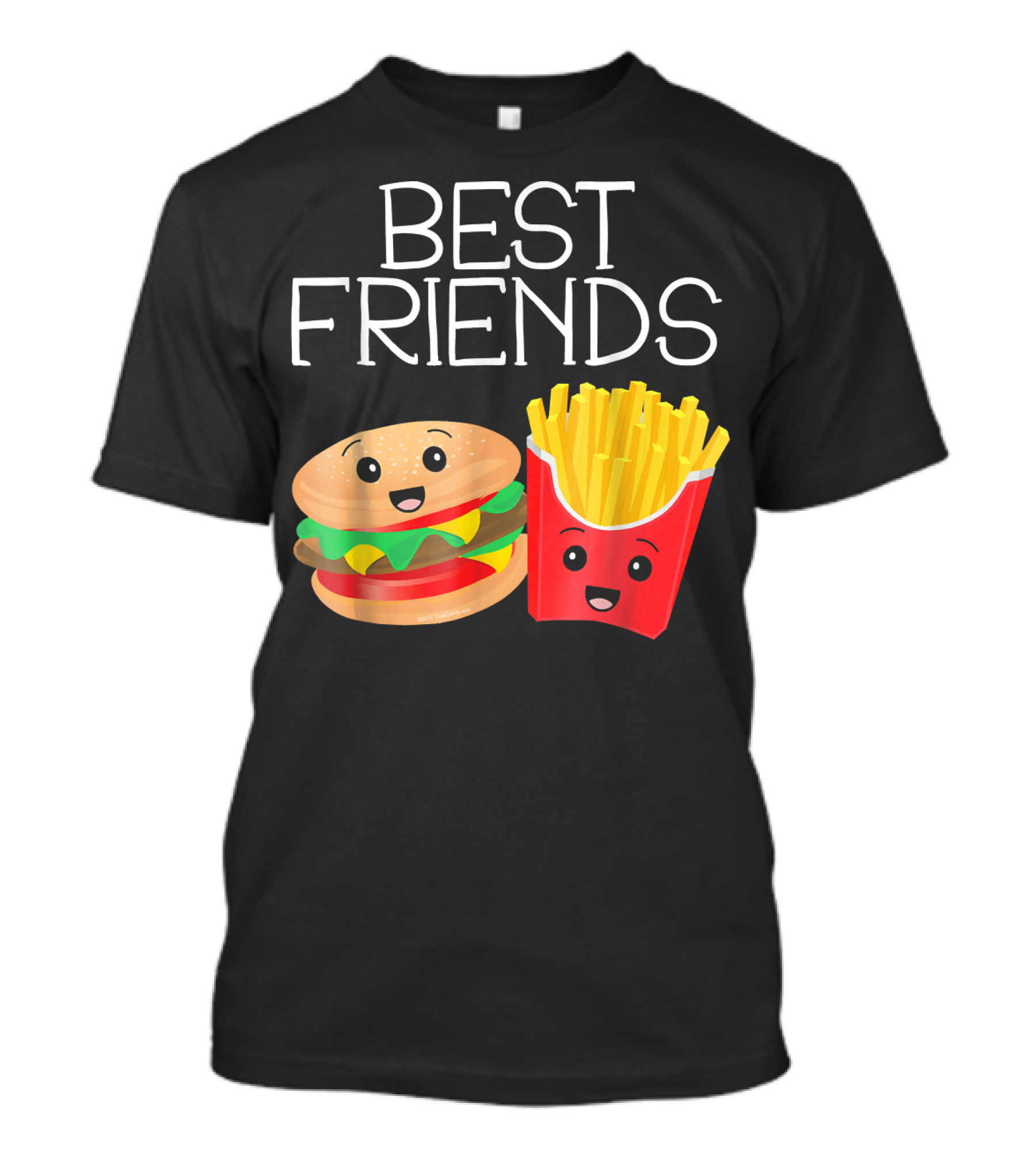 Best Friends Burger And French Fries Happy Faces T-Shirt