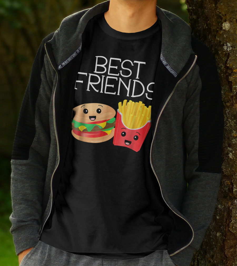 Best Friends Burger And French Fries Happy Faces T-Shirt