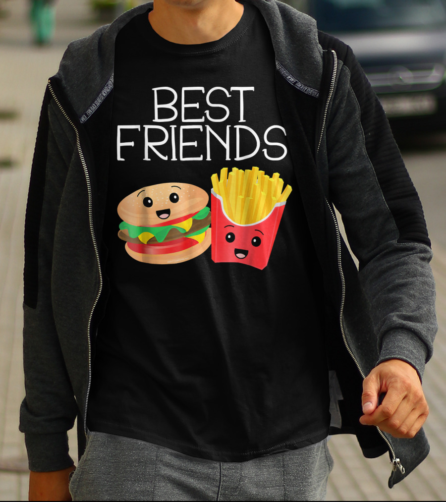 Best Friends Burger And French Fries Happy Faces T-Shirt