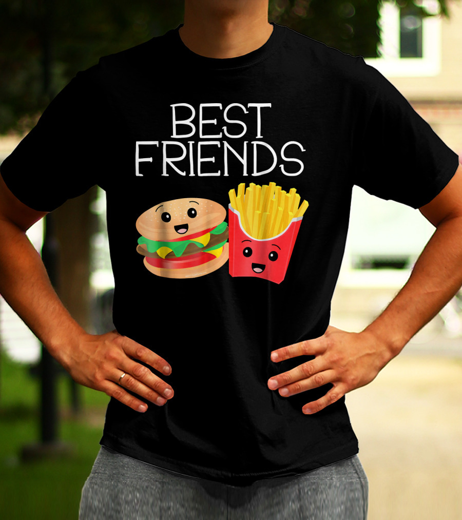 Best Friends Burger And French Fries Happy Faces T-Shirt
