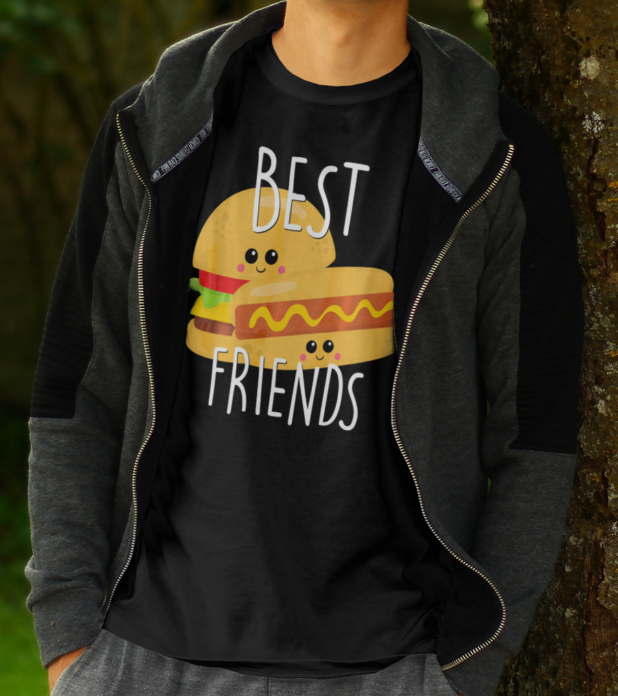 Best Friends Hot Dog And Burger Matching Duo T-Shirt