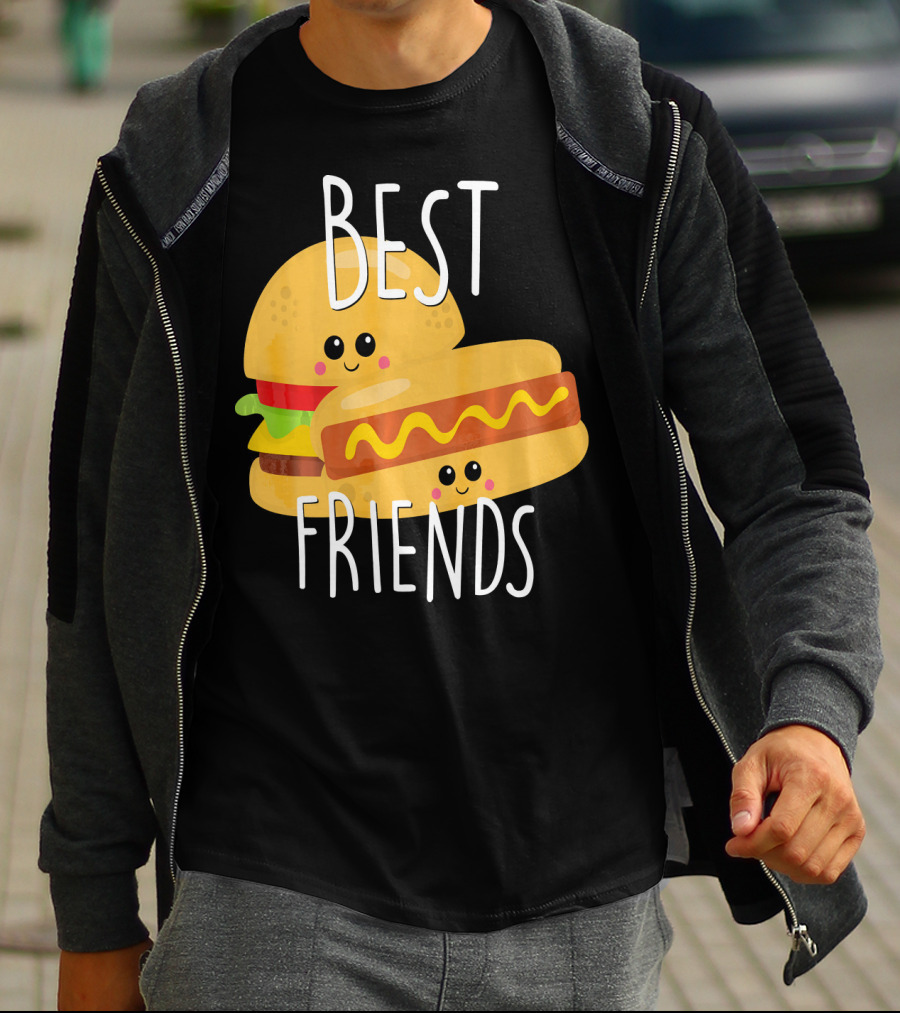 Best Friends Hot Dog And Burger Matching Duo T-Shirt