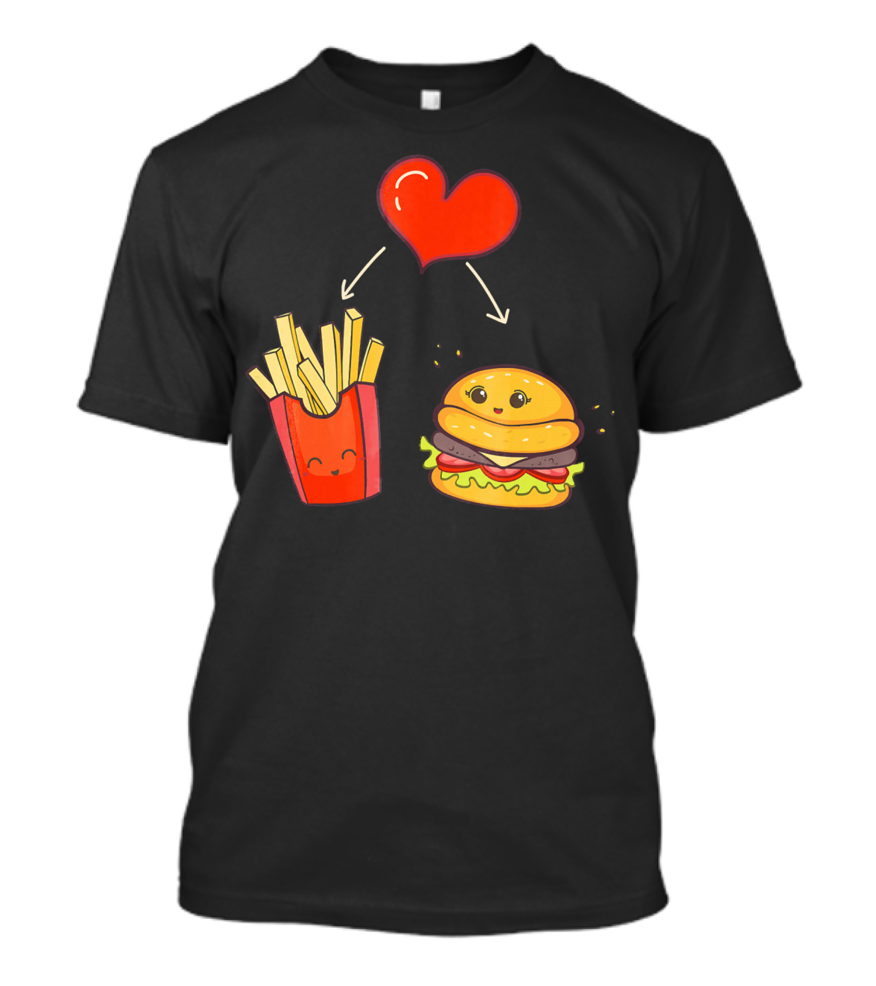 Burger Fries Kids Kawaii Heart Cute Food Lovers T-Shirt