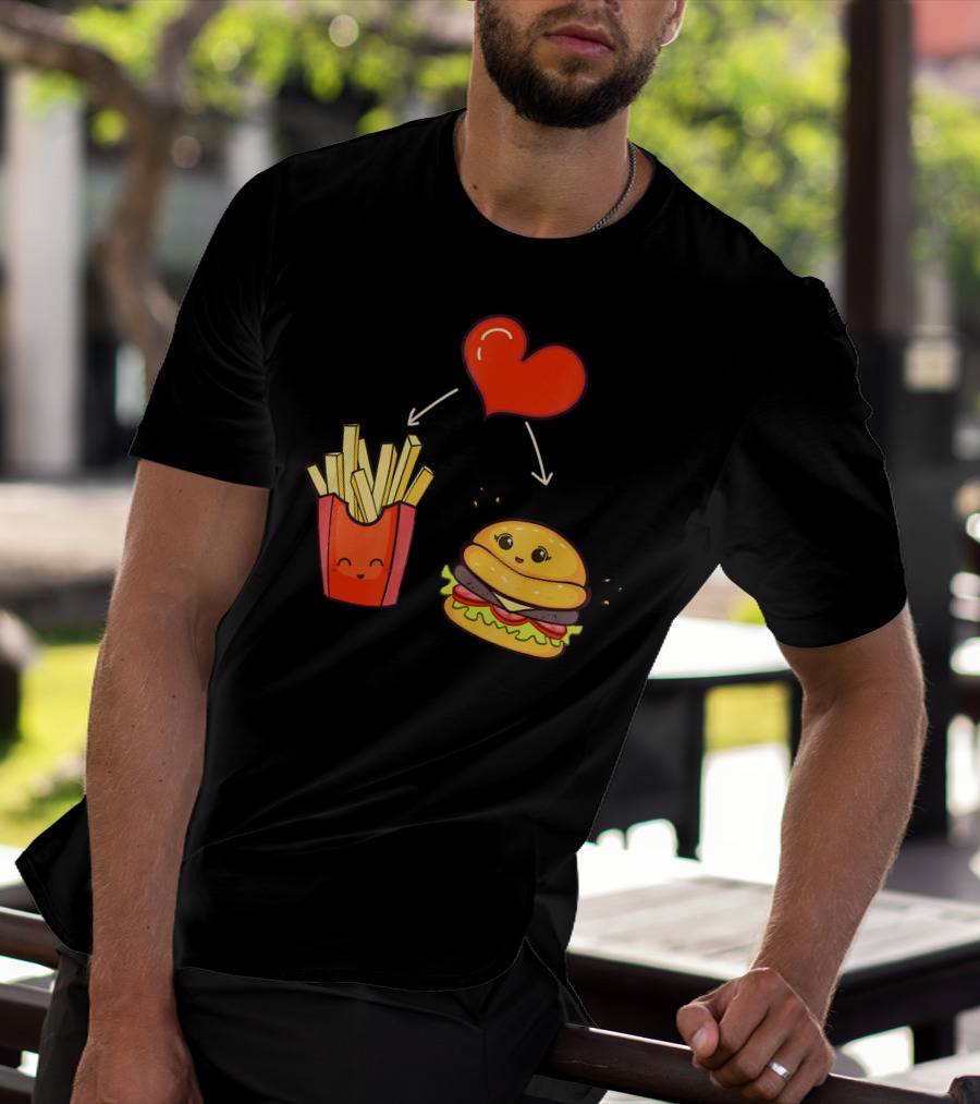 Burger Fries Kids Kawaii Heart Cute Food Lovers T-Shirt