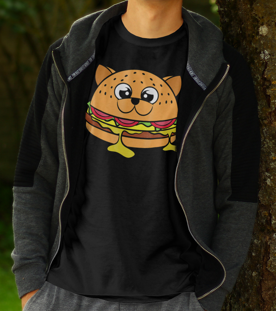 Funny Cheeseburger Cat Kitten Fastfood Burger T-Shirt