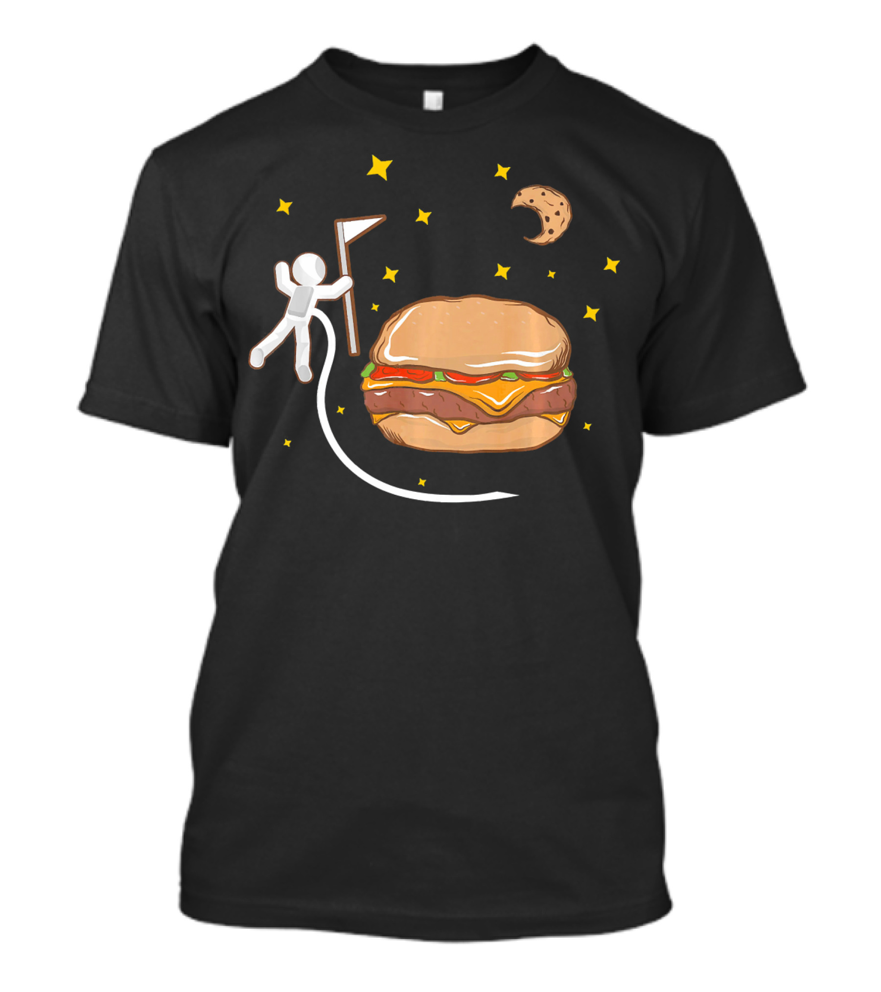 Astronaut Spacewalk Cheeseburger Adventure Moon Cookie T-Shirt