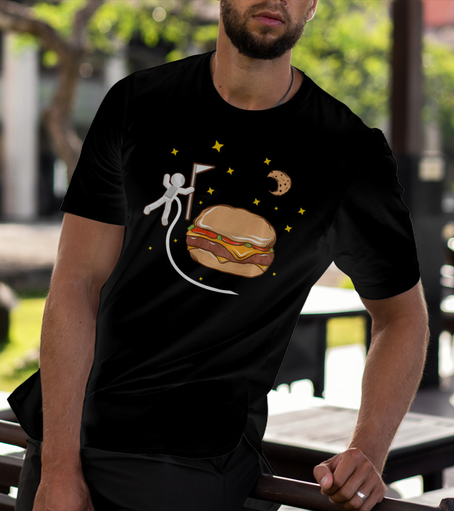 Astronaut Spacewalk Cheeseburger Adventure Moon Cookie T-Shirt