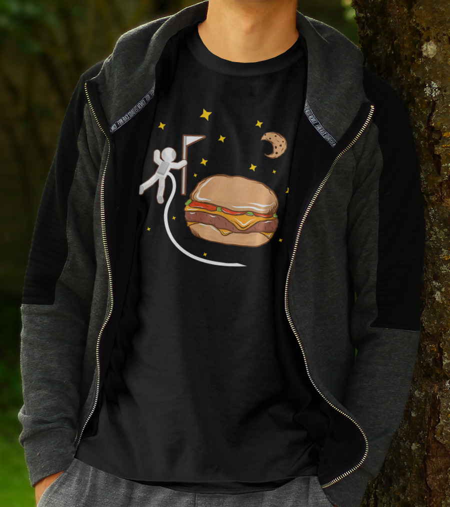 Astronaut Spacewalk Cheeseburger Adventure Moon Cookie T-Shirt