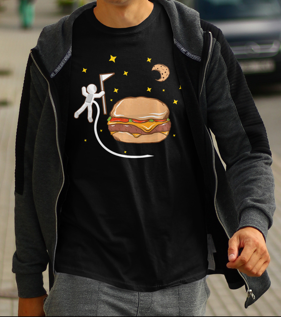 Astronaut Spacewalk Cheeseburger Adventure Moon Cookie T-Shirt