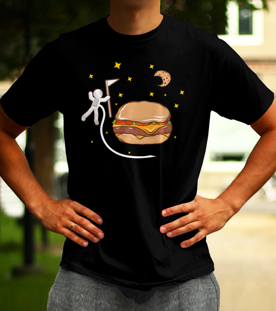 Astronaut Spacewalk Cheeseburger Adventure Moon Cookie T-Shirt