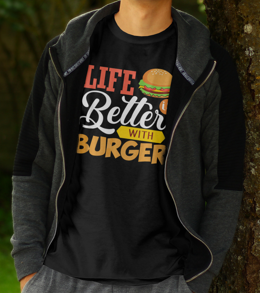 Life Is Better With Burger Iconic Lettering T-Shirt
