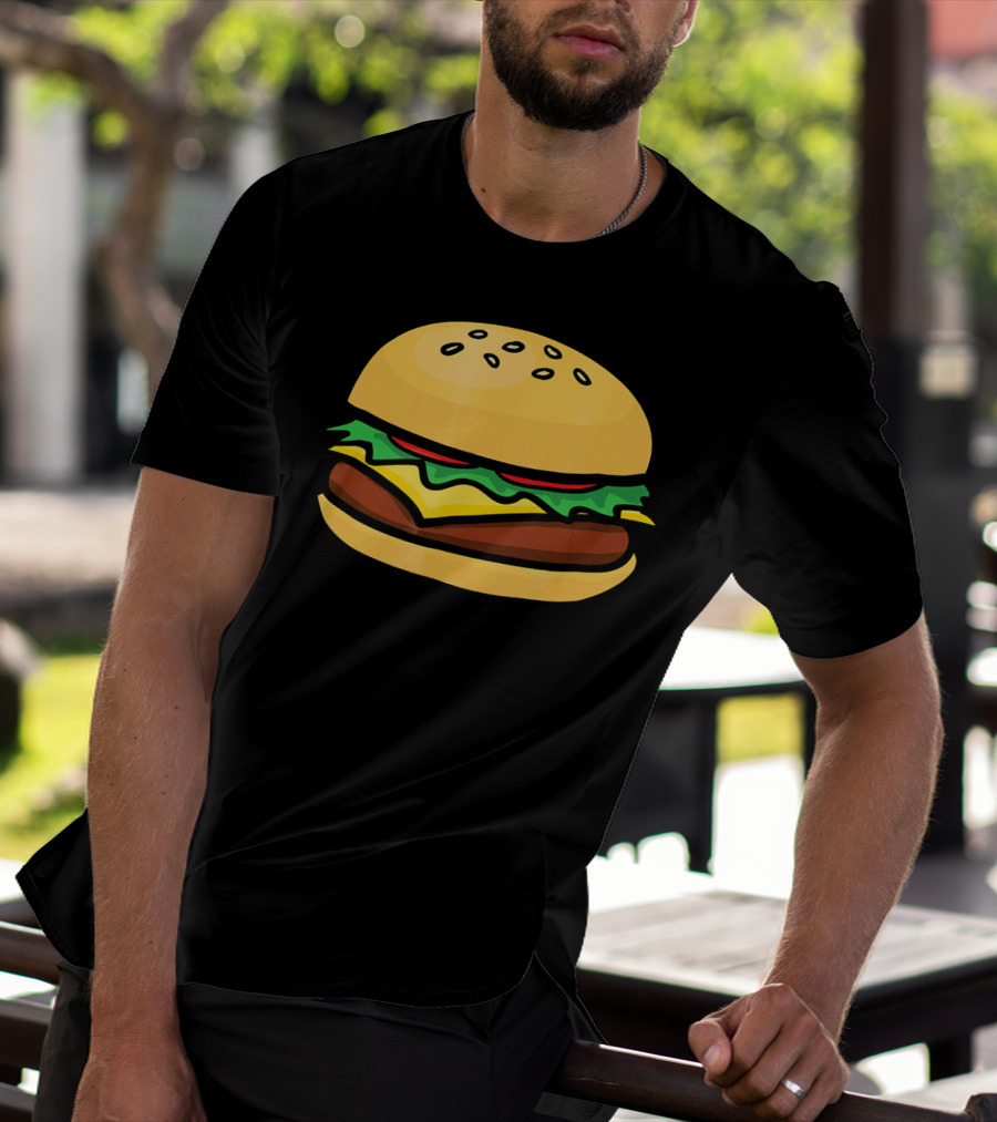 Burger Cheeseburger Lettuce Tomato Cheese Sesame Bun T-Shirt