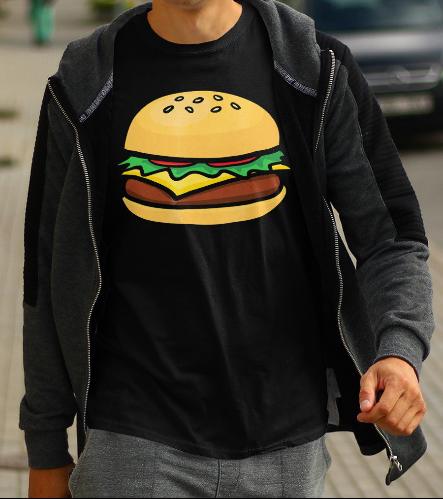 Burger Cheeseburger Lettuce Tomato Cheese Sesame Bun T-Shirt