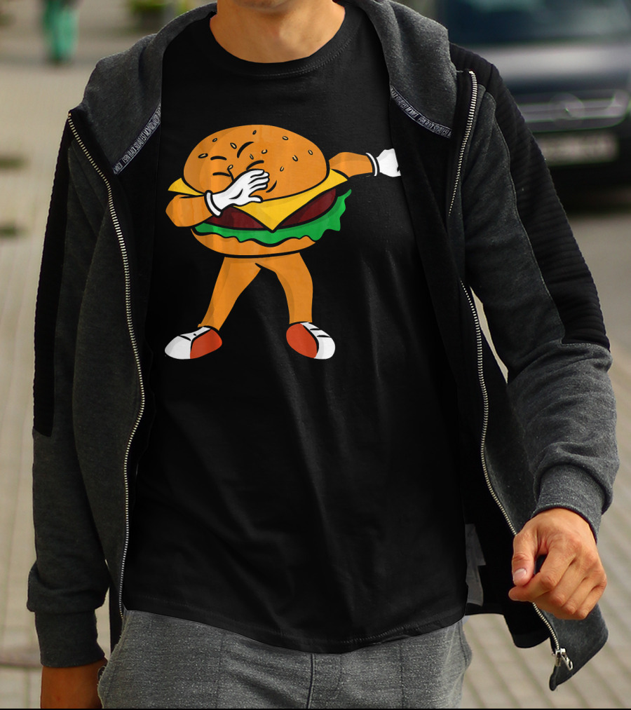 Dabbing Cheeseburger Character Dance T-Shirt