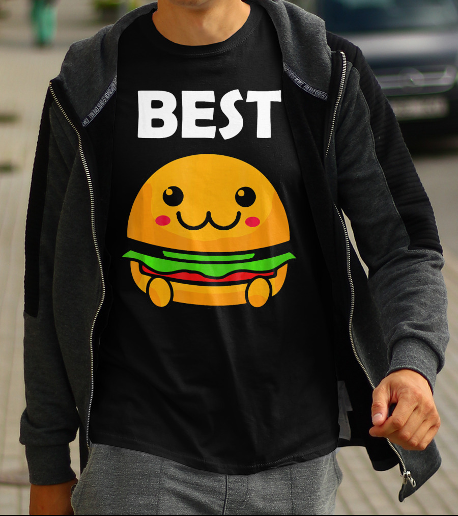 Burger Matching Fries Best Friend Novelty Best Cute Kawaii Face T-Shirt