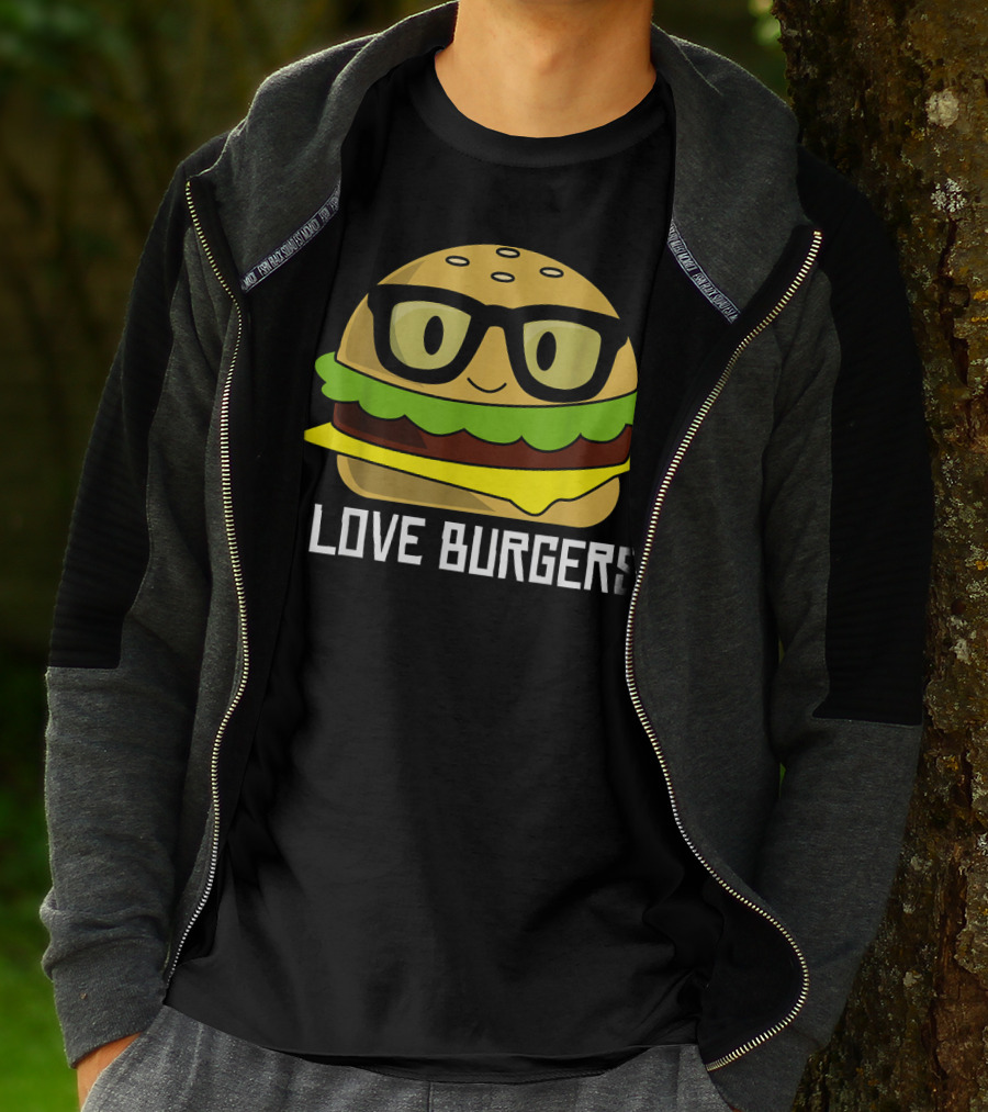 I Love Burgers Cheeseburger Glasses Cute Hamb T-Shirt