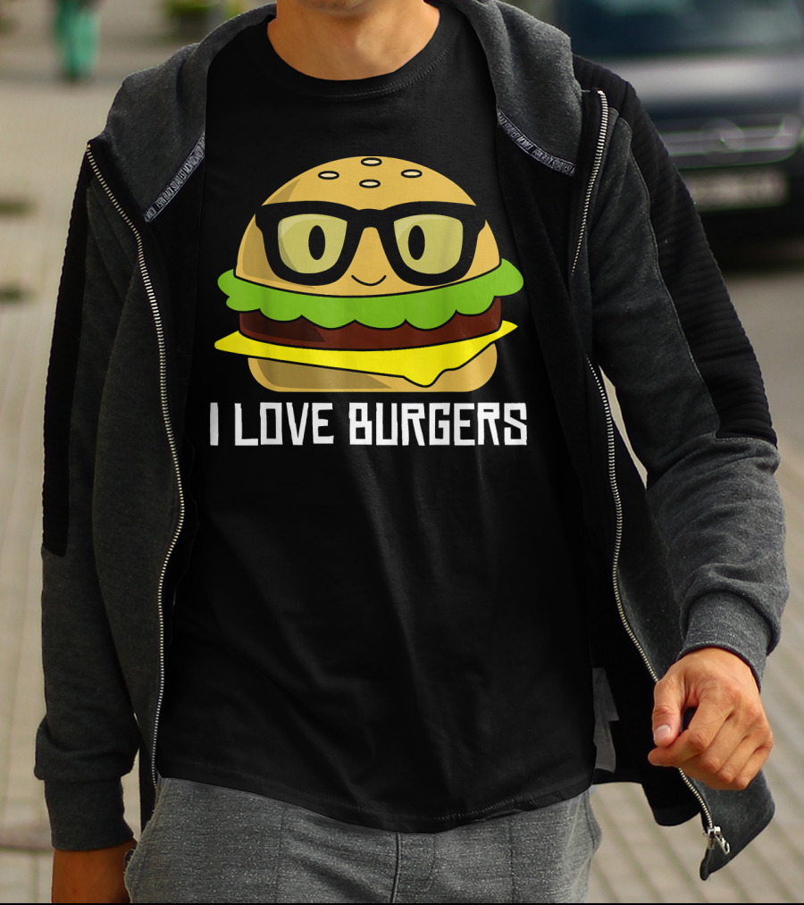 I Love Burgers Cheeseburger Glasses Cute Hamb T-Shirt