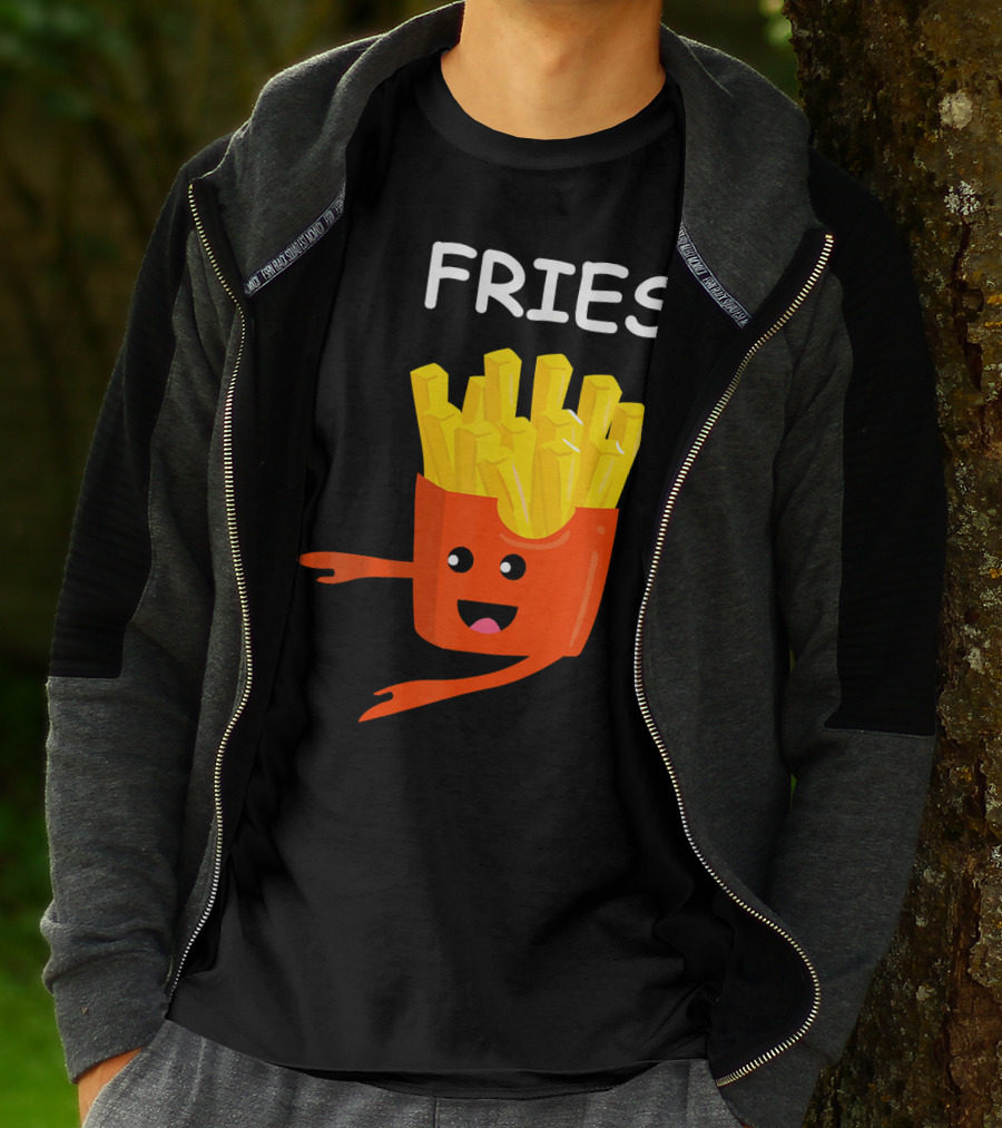 Funny Burger FRIES Matching Couples Vale Playful Cartoon T-Shirt