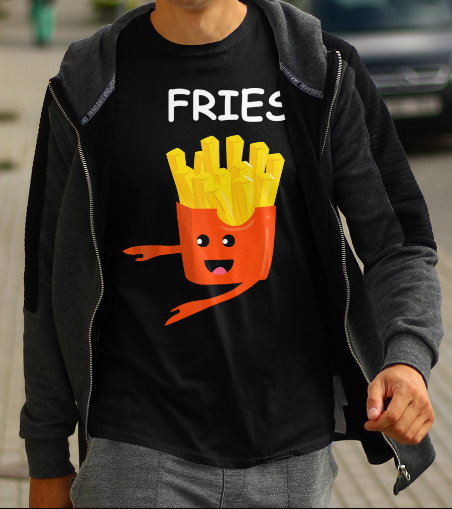 Funny Burger FRIES Matching Couples Vale Playful Cartoon T-Shirt
