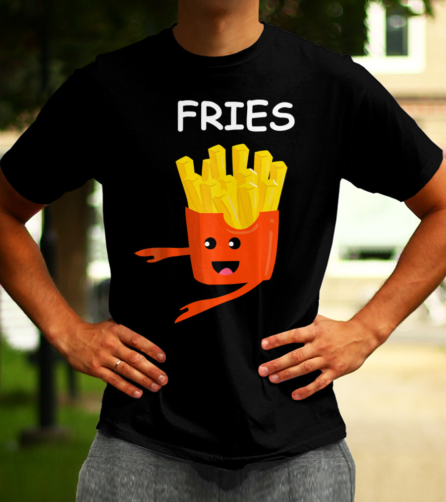 Funny Burger FRIES Matching Couples Vale Playful Cartoon T-Shirt